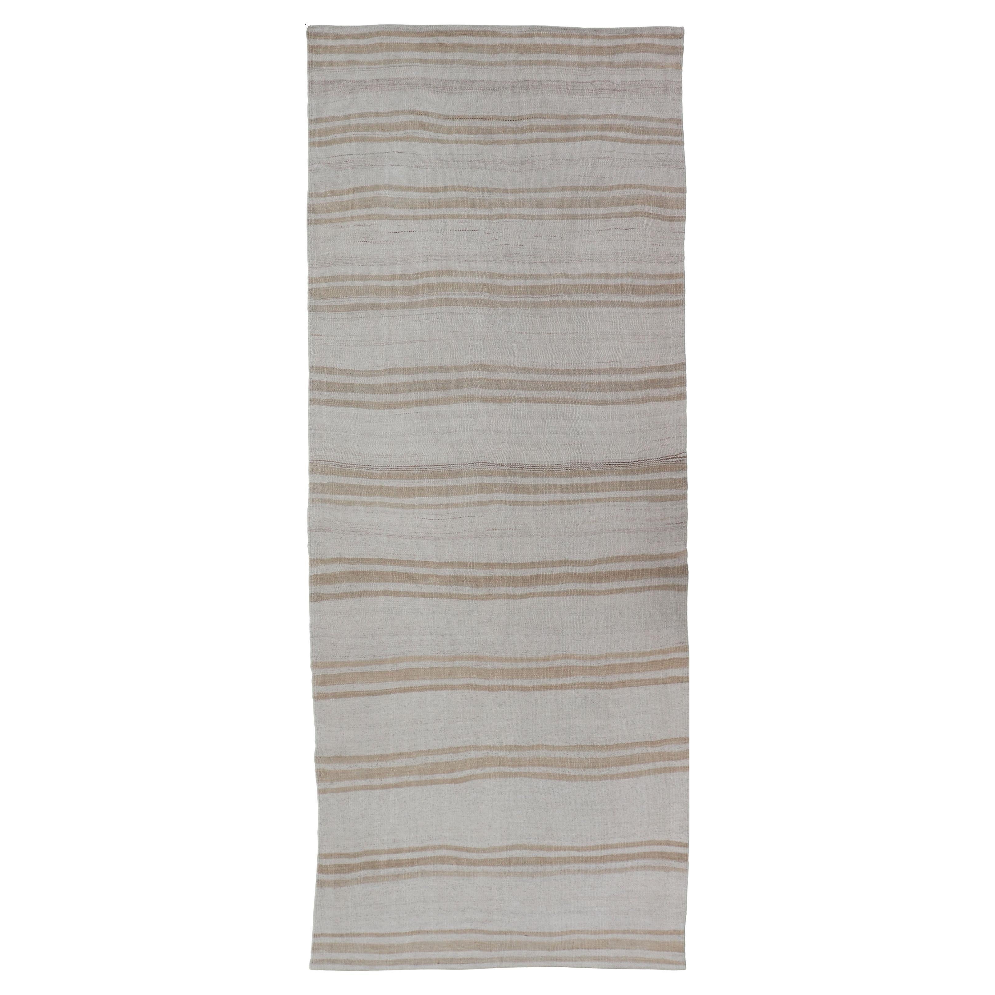 Vintage Turkish Kilim Gallery Runner in Beige 
Cream Striped Design 3
10 x 10
4 For Sale