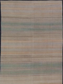 Vintage Turkish Kilim Gallery Runner in Soft Earthy Greens 5'7" X 13'5"