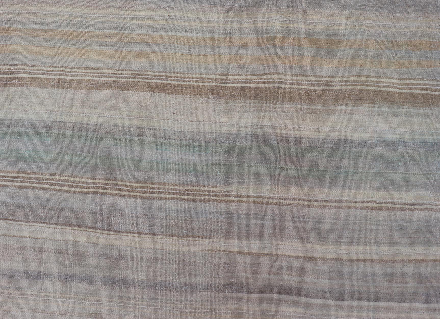 Vintage Turkish Kilim Gallery Runner in Soft Muted Tones 5'5