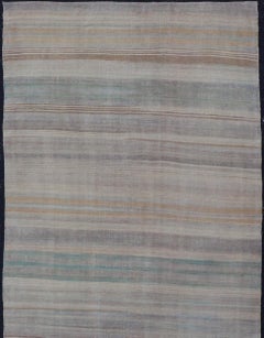 Vintage Turkish Kilim Gallery Runner in Soft Muted Tones 5'5"x12'5"