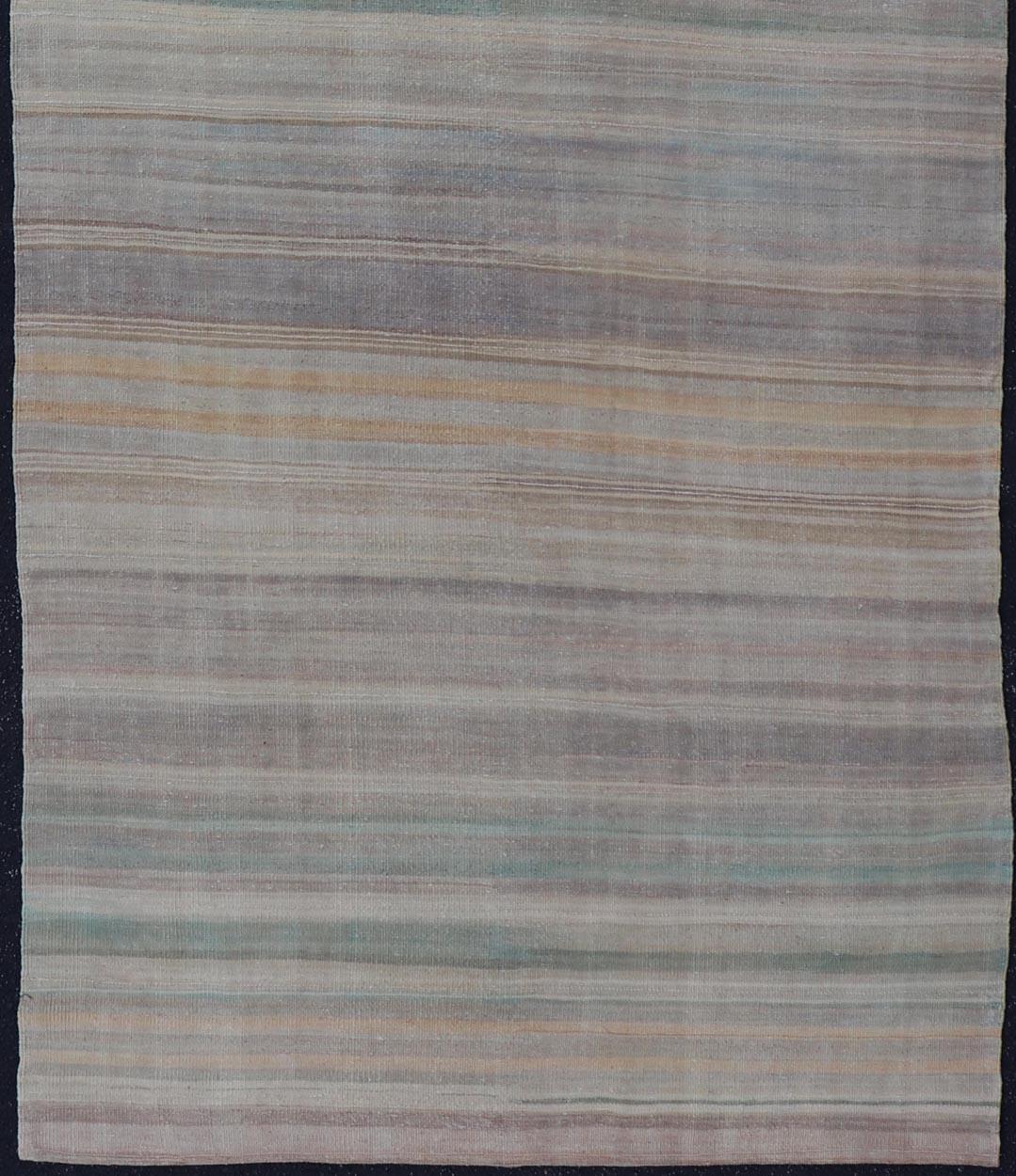 Vintage Turkish Kilim Gallery Runner in Soft Muted Tones 5'5