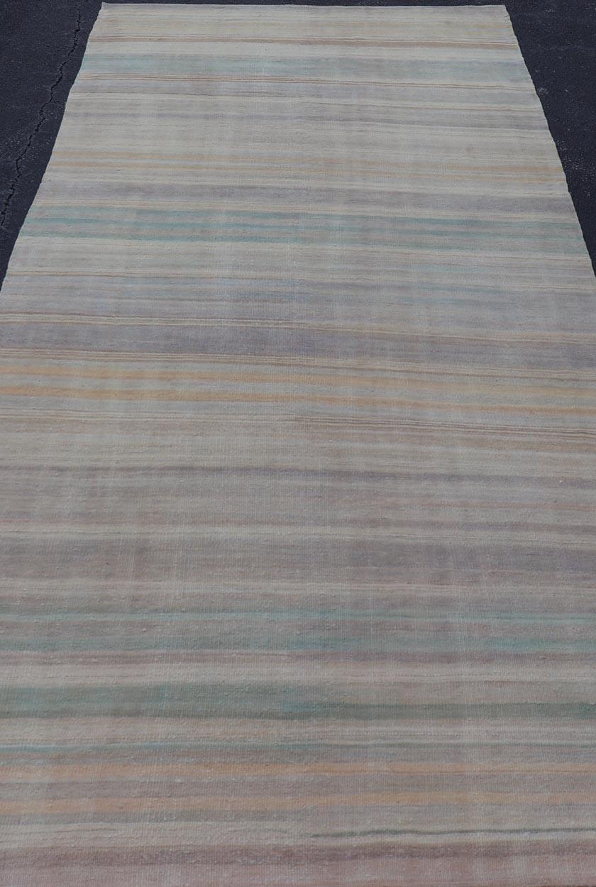 Vintage Turkish Kilim Gallery Runner in Soft Muted Tones 5'5