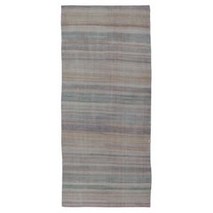 Vintage Turkish Kilim Gallery Runner in Soft Muted Tones 5'5"x12'5"
