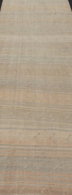 Vintage Turkish Kilim Gallery Runner Soft Earthy Tones 4'0 x 14'4