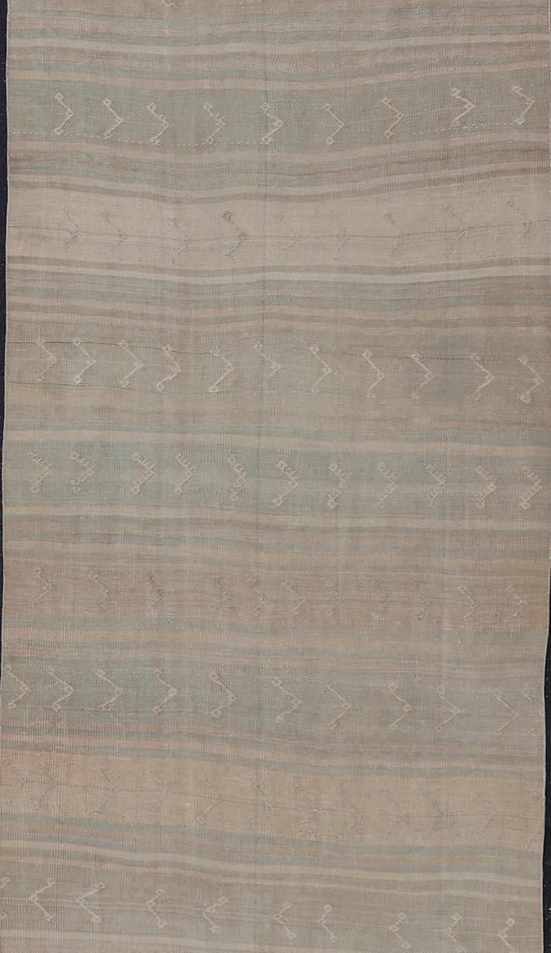 Vintage Turkish Kilim Gallery Runner Soft Earthy Tones 4'0 x 14'4 im Angebot 1