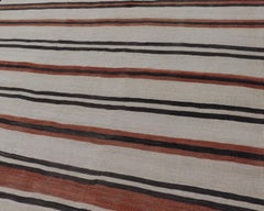 Vintage Turkish Kilim Gallery with Stripes in Cream, Brown & Soft Coral Color