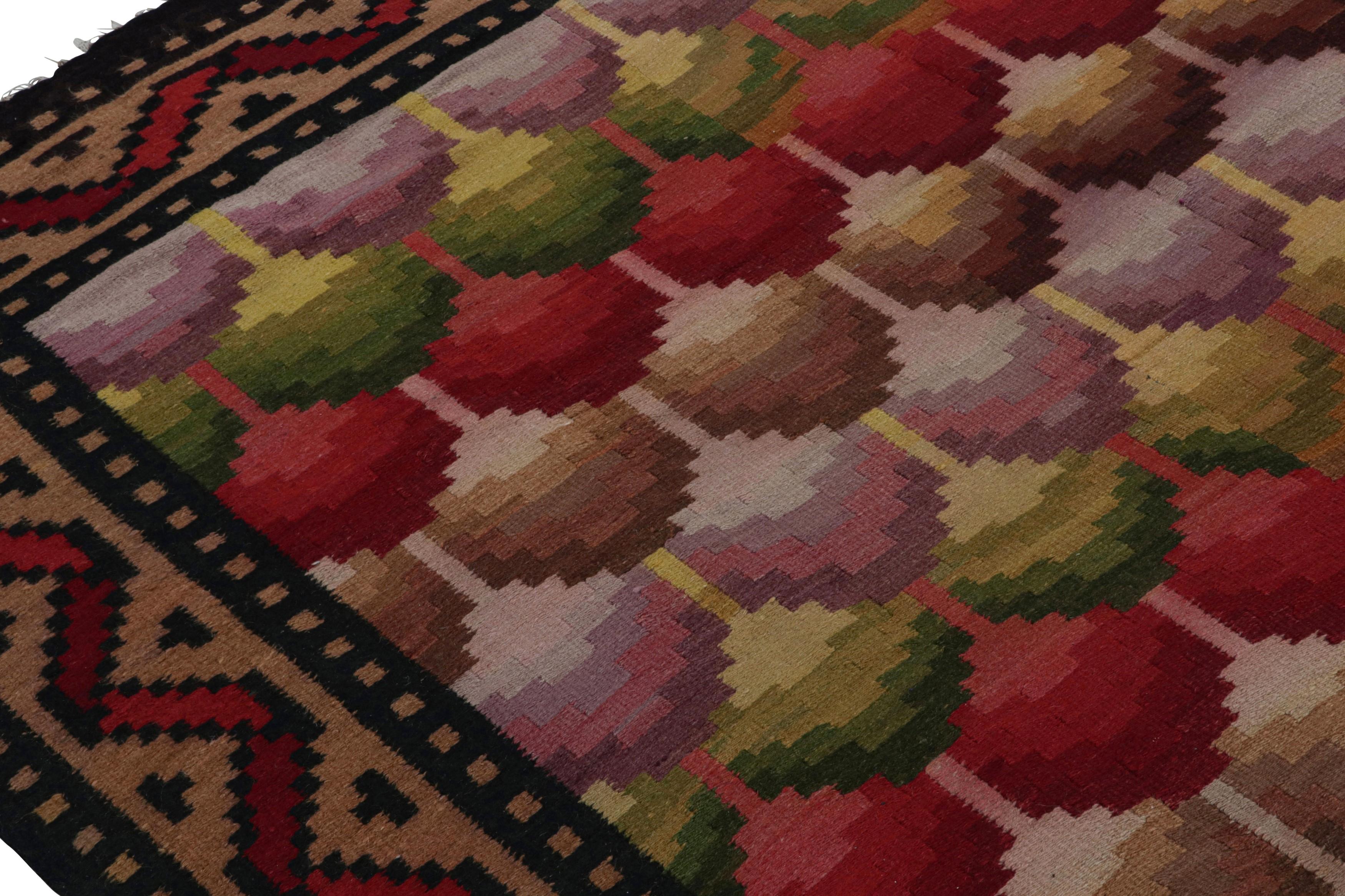 Wool Vintage Turkish Kilim in Red, with Geometric Patterns, from Rug & Kilim For Sale
