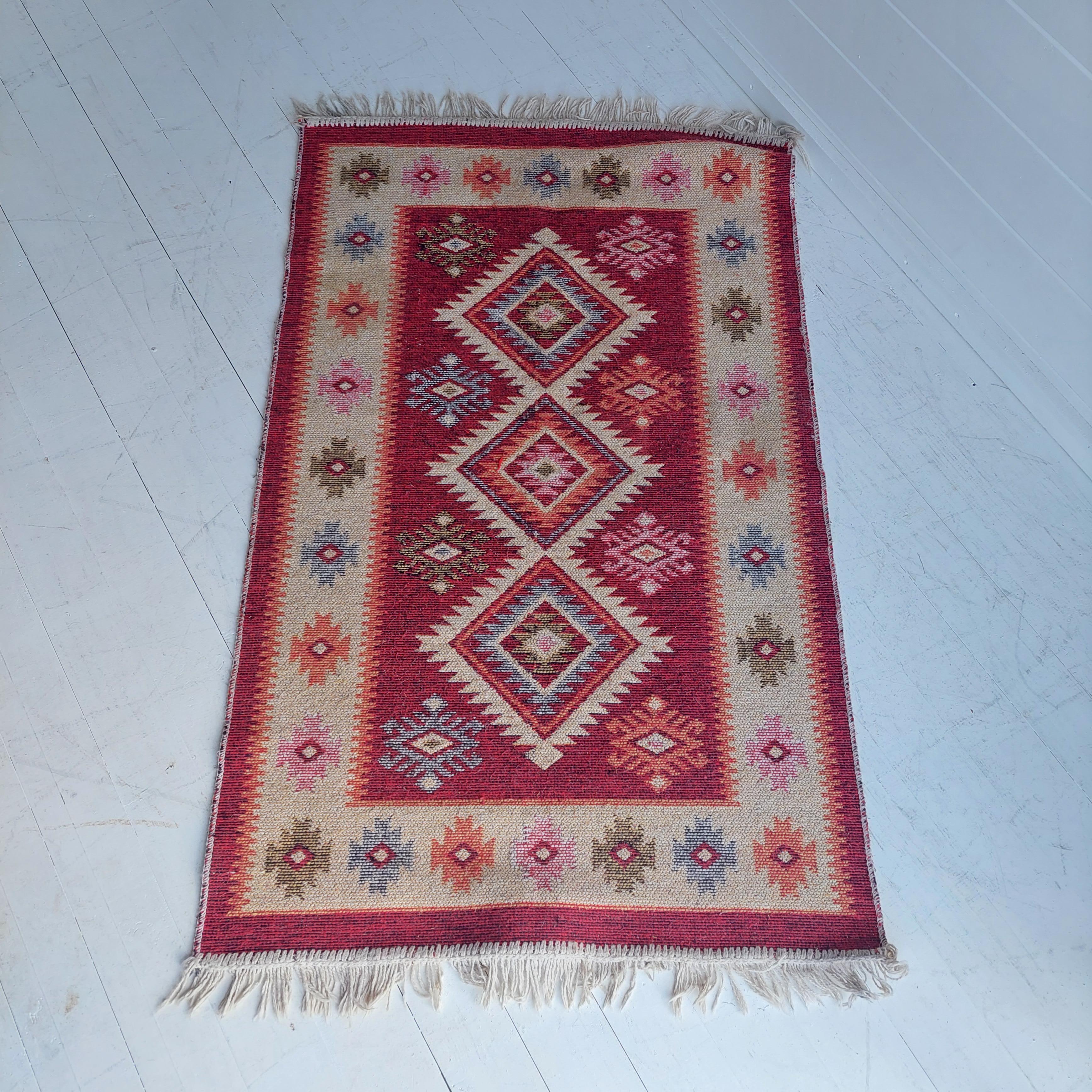 Türkischer Kilim Kelim-Teppich  traditionale orientalische rückseitig verstellbare 132x76cm (Böhmisch) im Angebot