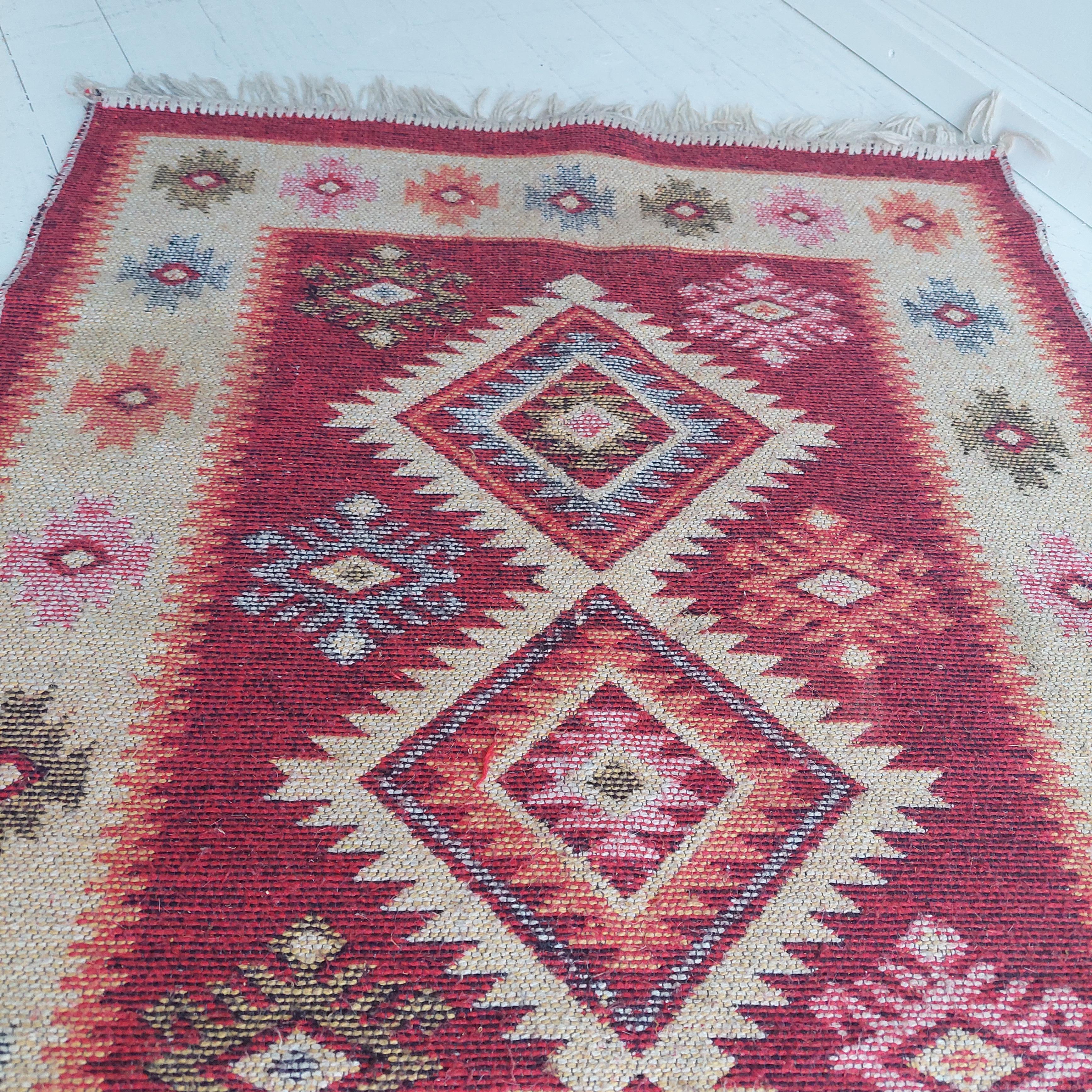 Türkischer Kilim Kelim-Teppich  traditionale orientalische rückseitig verstellbare 132x76cm im Angebot 1