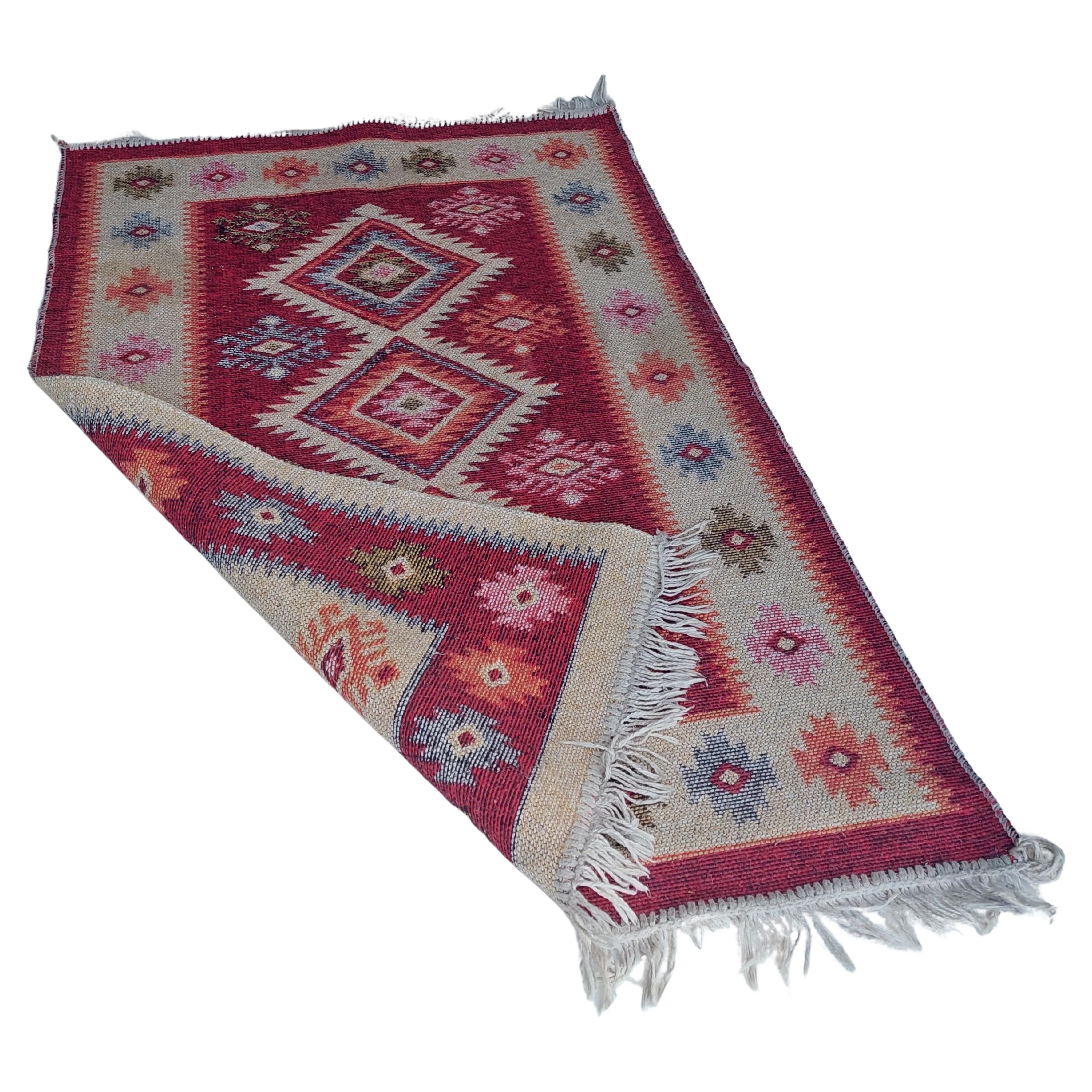 Türkischer Kilim Kelim-Teppich  traditionale orientalische rückseitig verstellbare 132x76cm im Angebot