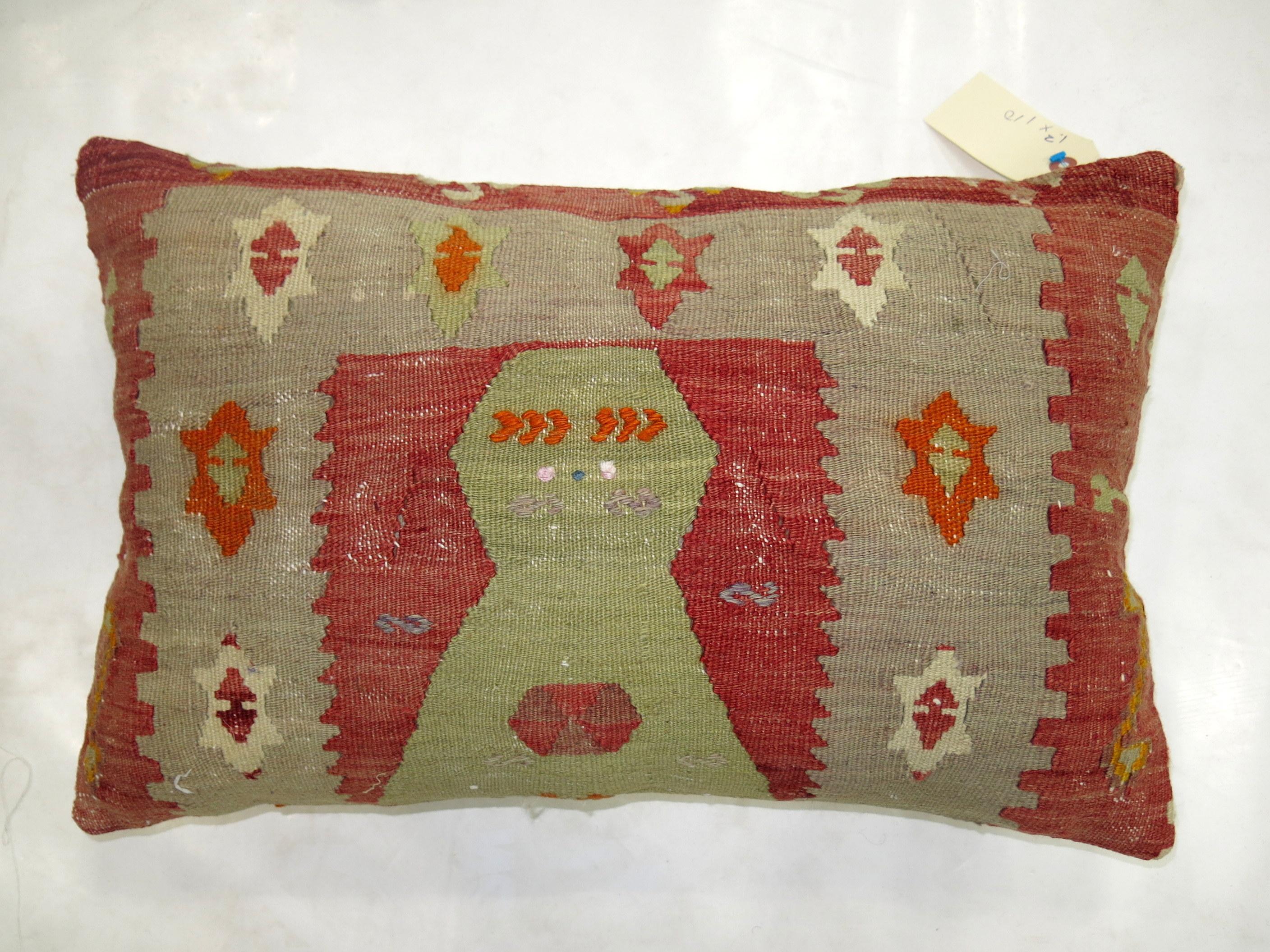 Tribal Vintage Turkish Kilim Lumbar Pillow