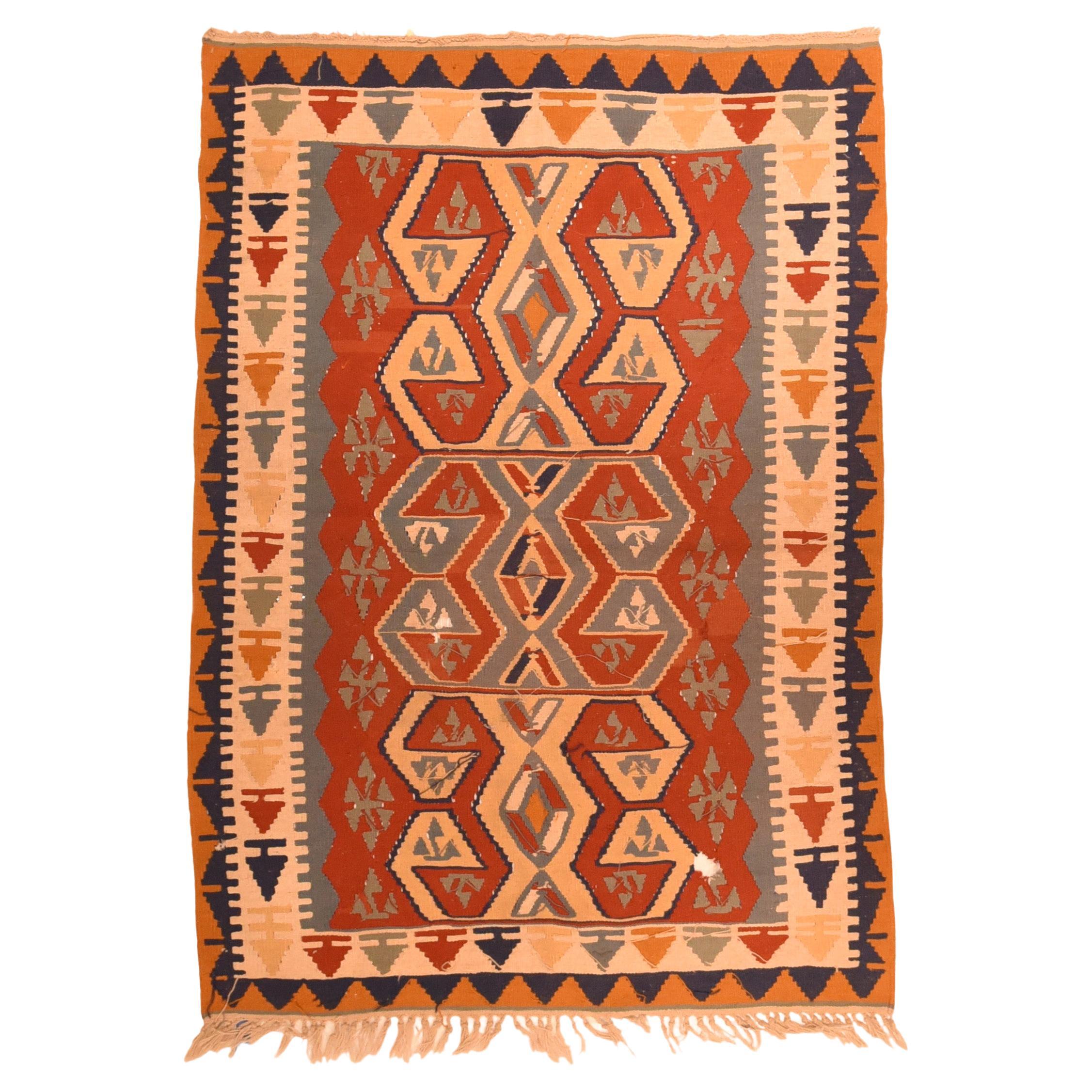 Vintage Turkish Kilim Rug 3'2'' x 5'3''