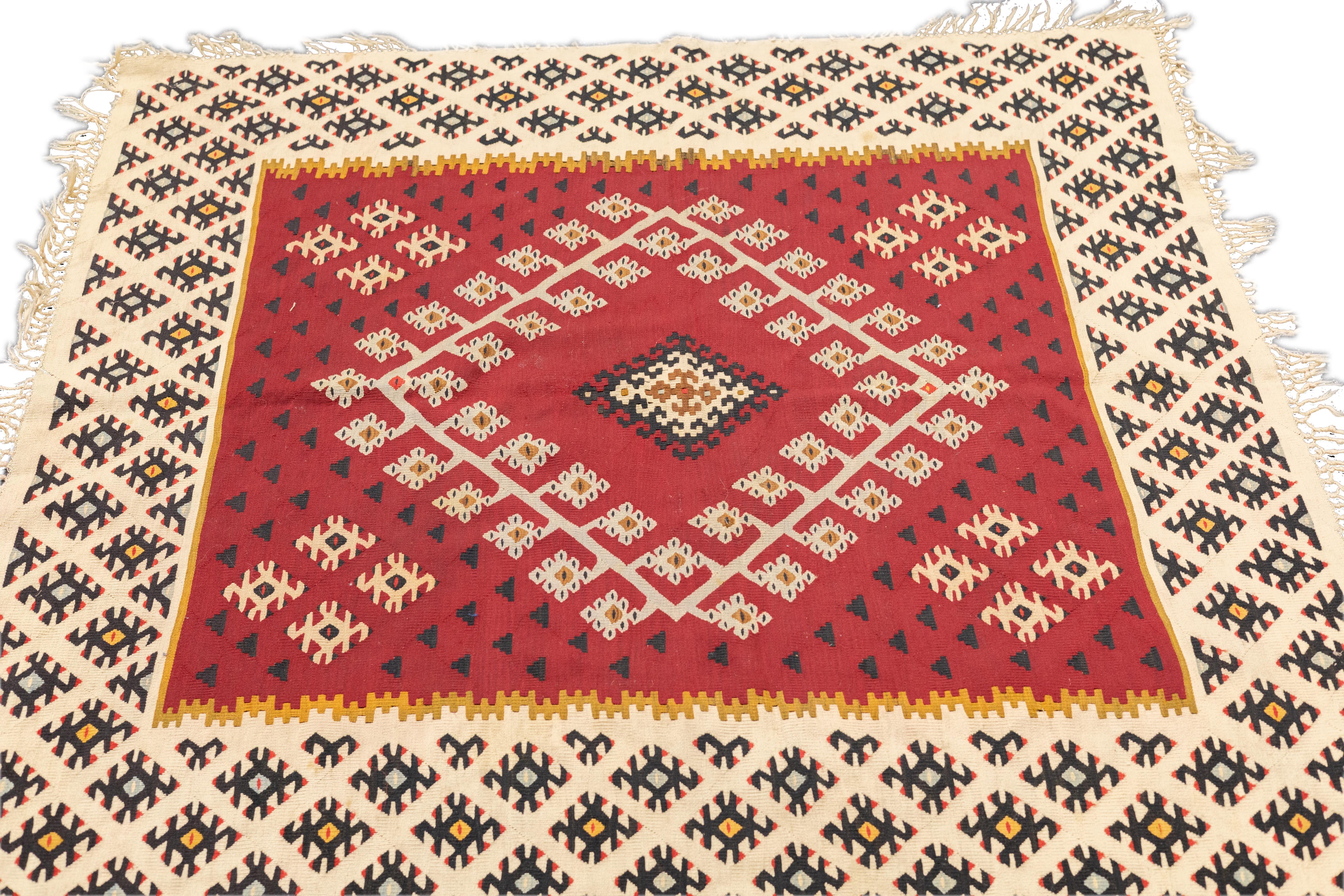 Alfombra Kilim Turca Vintage 4'5'' x 4'6'' en venta 1
