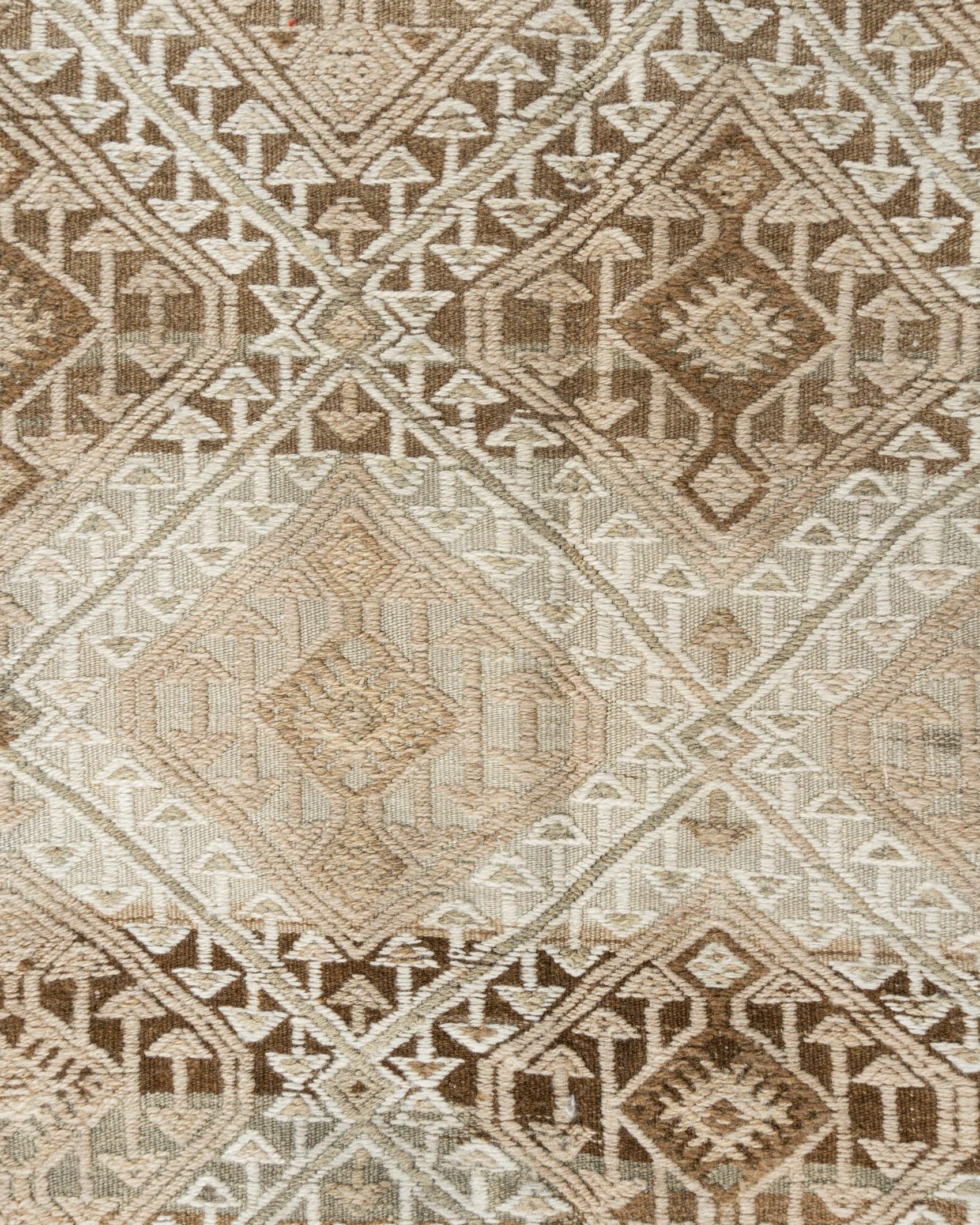 Hand-Knotted Vintage Turkish Kilim Rug 5'6 X 7'2 For Sale