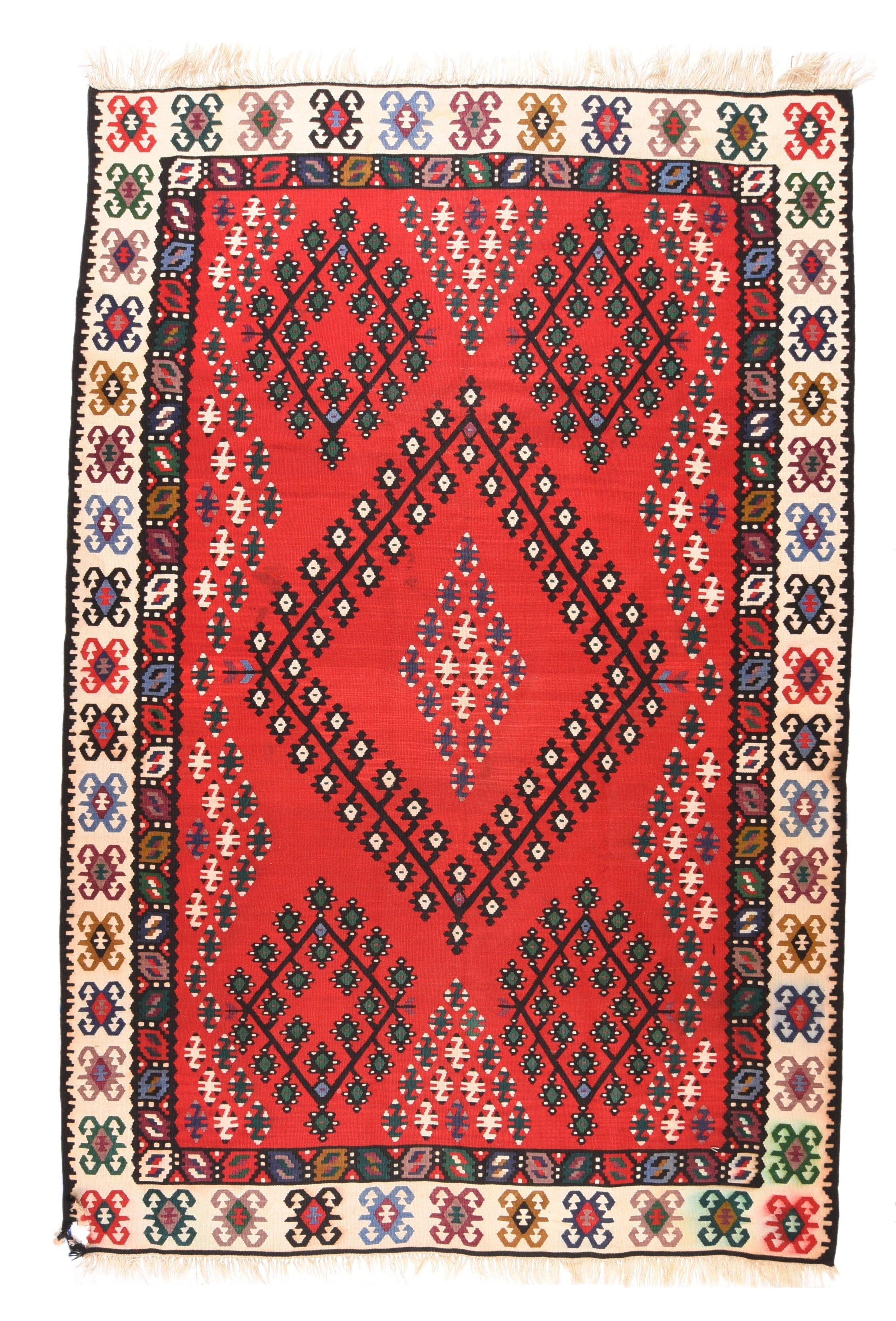Türkischer Vintage-Kelim-Teppich 6'6'' x 10'0