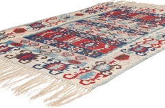 Vintage Turkish Kilim Rug, Boho Chic Meets Patriotic Flair