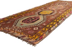 Vintage Turkish Kilim Rug, Colorful Bohemian Meets Tailor-Made Elegance