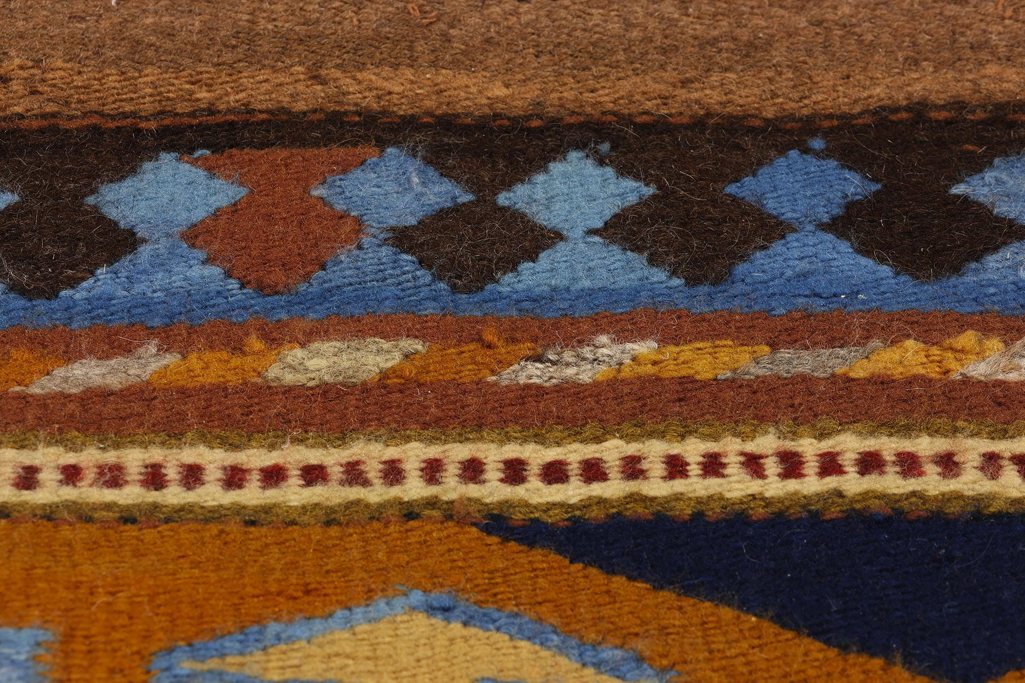 Wool  Vintage Turkish Kilim Rug, Colorful Bohemian Meets Tailor-Made Elegance For Sale