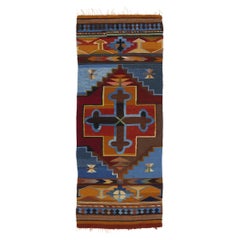 Türkischer Vintage-Kilim-Teppich, farbenfrohe Bohème trifft auf maßgeschneiderte Eleganz