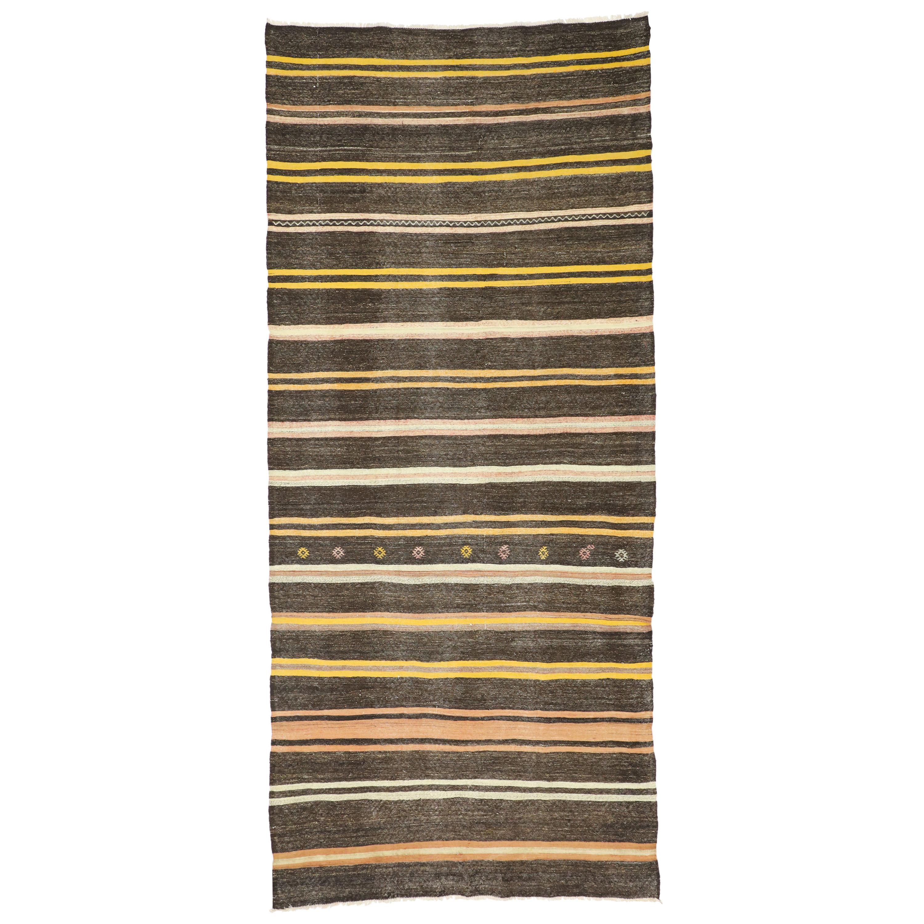 Vintage Turkish Kilim Rug, Flat-Weave Kilim Rug For Sale