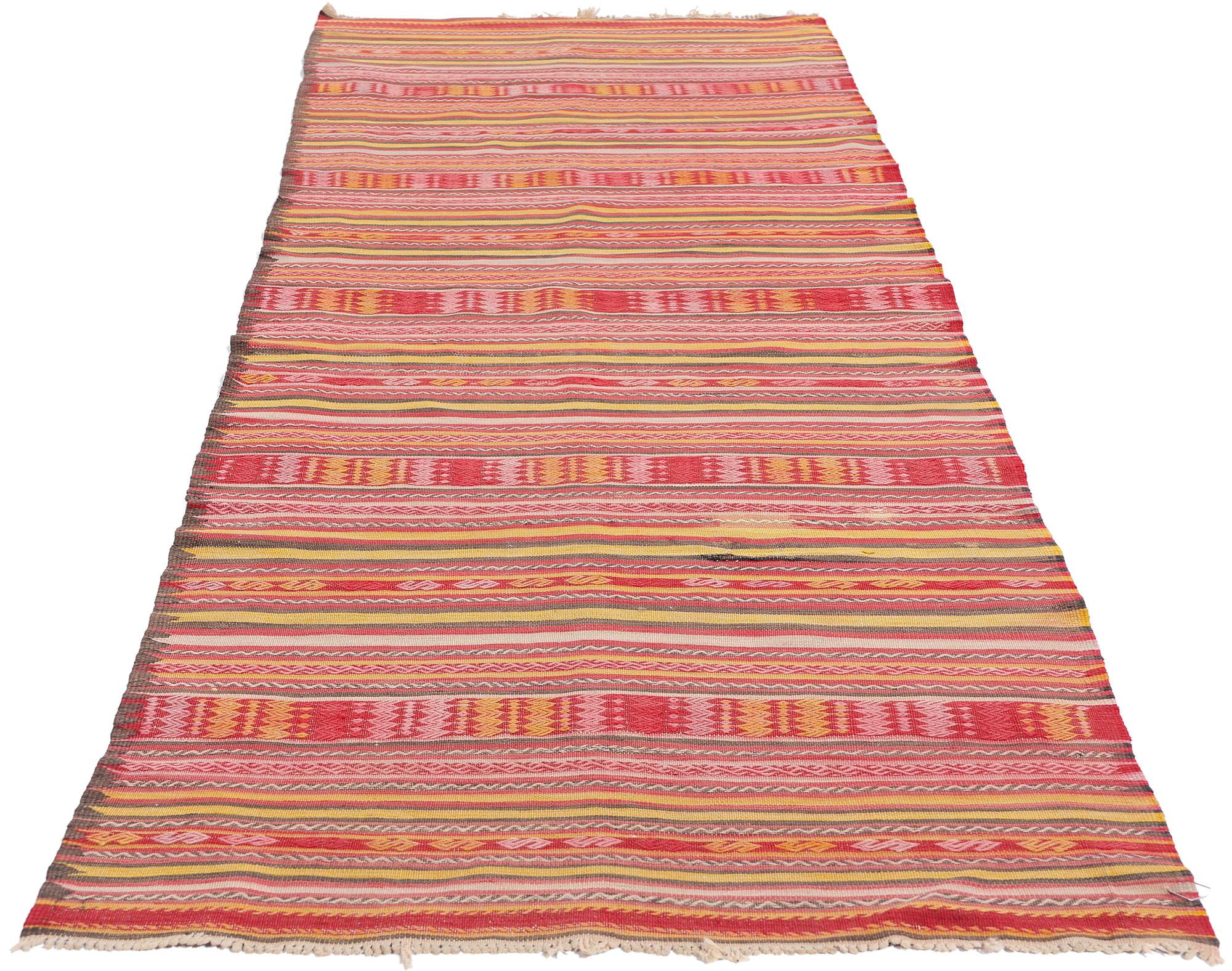 Bohemian Vintage Turkish Kilim Rug For Sale