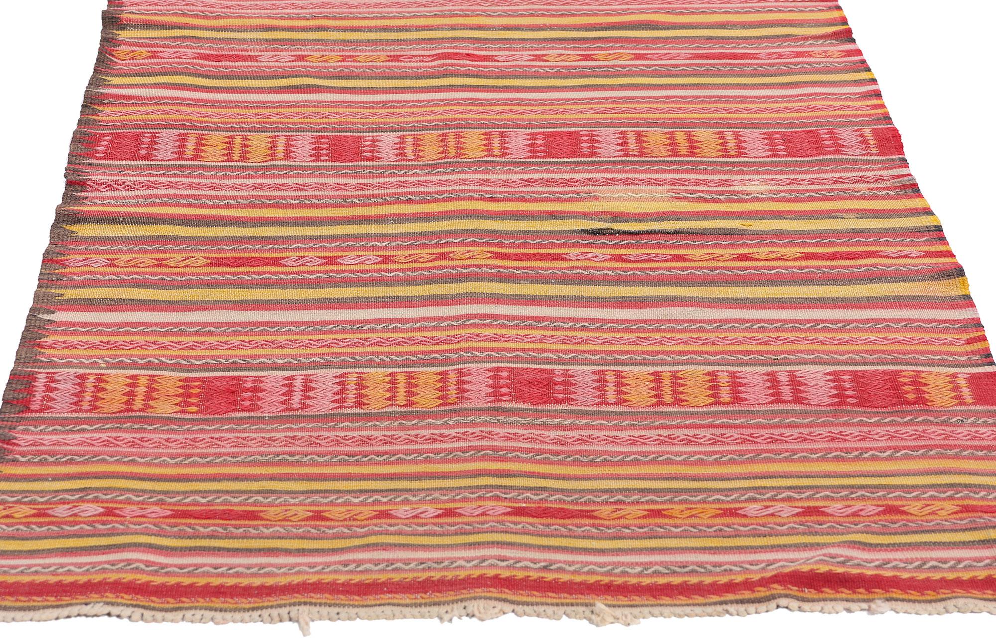Hand-Woven Vintage Turkish Kilim Rug For Sale