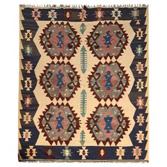 Alfombra turca Kilim Vintage Alfombra hecha a mano Kilims grandes de lana