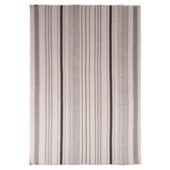 Retro Turkish Kilim Rug in Black & White Striped Pattern by Rug & Kilim