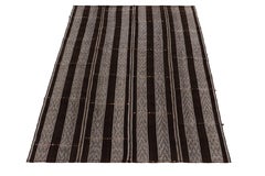 Vintage Turkish Kilim Rug in All over Brown Black Striped Pattern by Rug & Kilim