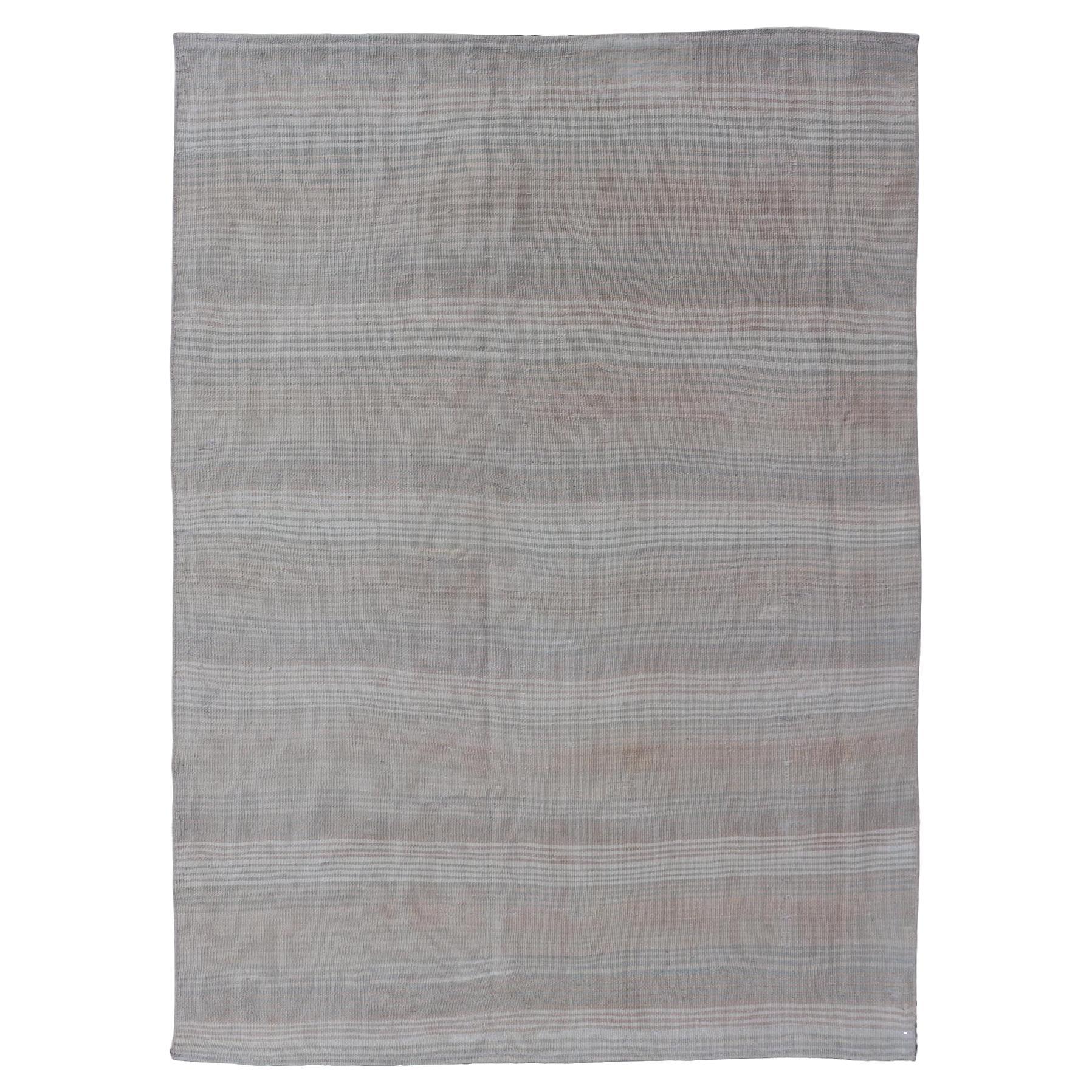 Vintage Turkish Kilim Rug In Beige and Cream Stripes And Tones 3
7 x 5
2