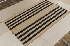 Vintage Turkish Kilim Rug in Beige-Brown & Black Stripe Pattern by Rug & Kilim