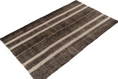 Vintage Turkish Kilim Rug in Beige-Brown Stripe Patterns by Rug & Kilim