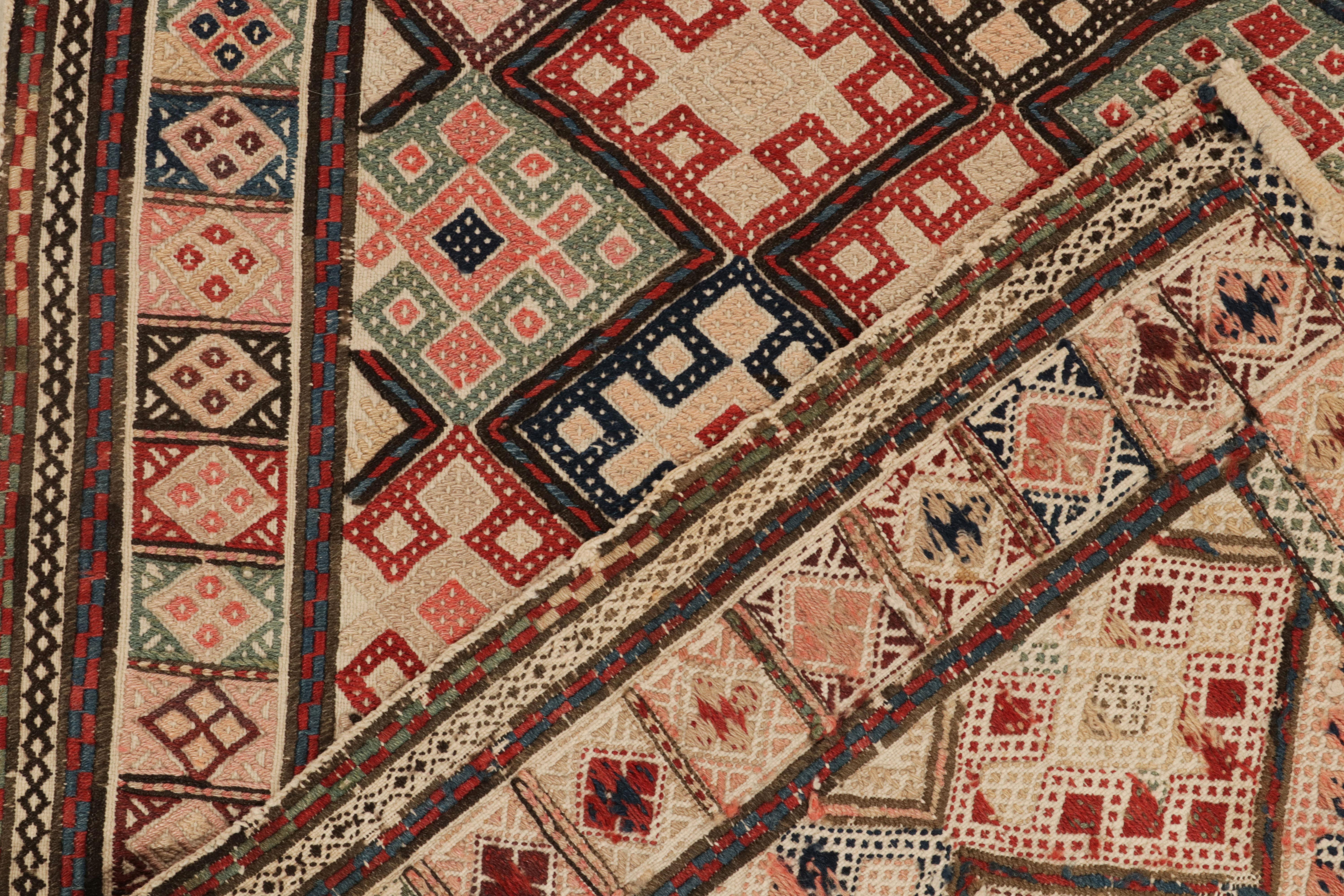 Vintage Turkish Kilim Rug in Beige, Pink Tribal Geometric Pattern by Rug & Kilim 1