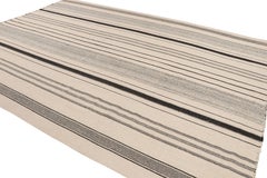 Vintage Turkish Kilim Rug in Black & White Striped Pattern by Rug & Kilim