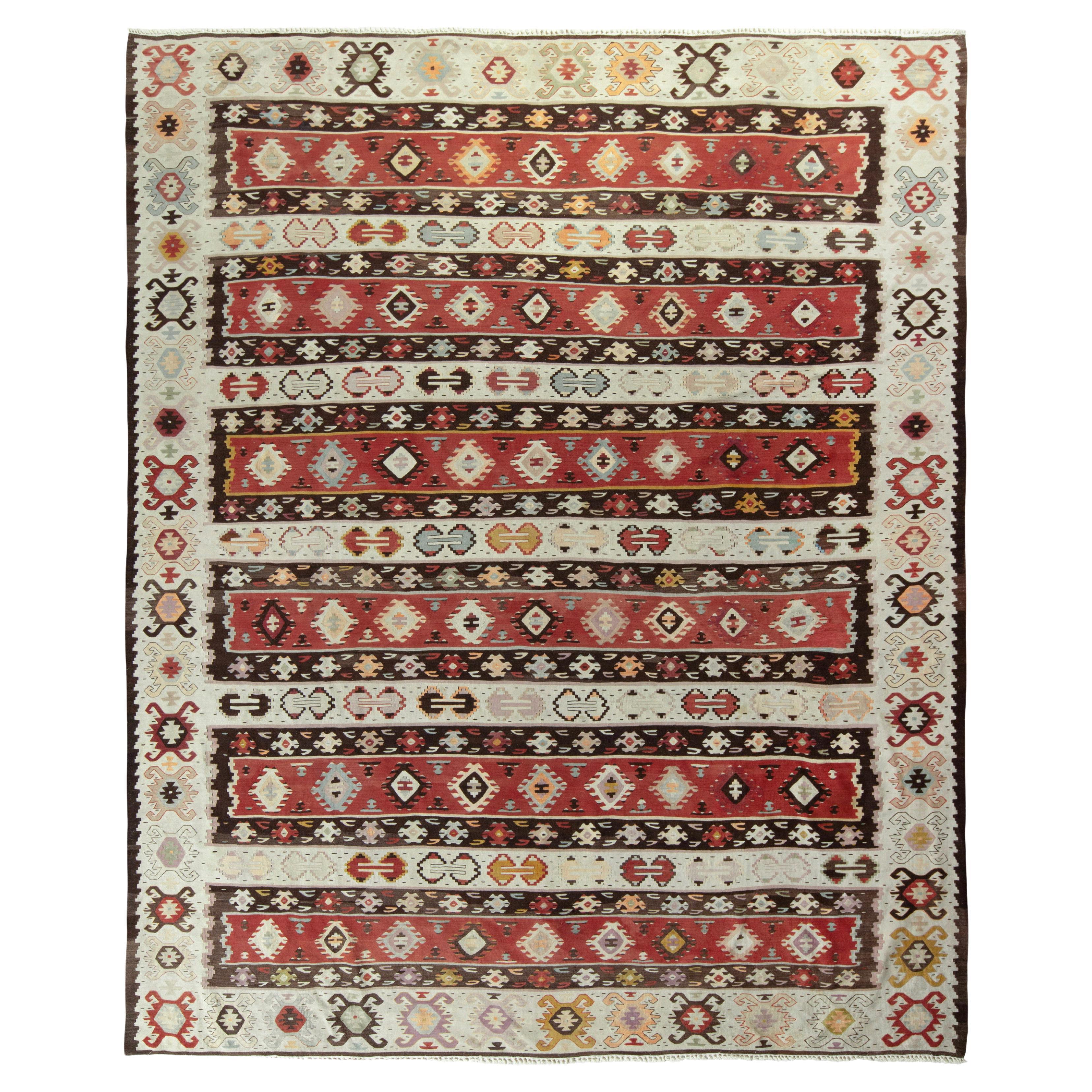 Rare Vintage Mohair Blanket Kilim Rug Turkey Beige Brown Grey Black For