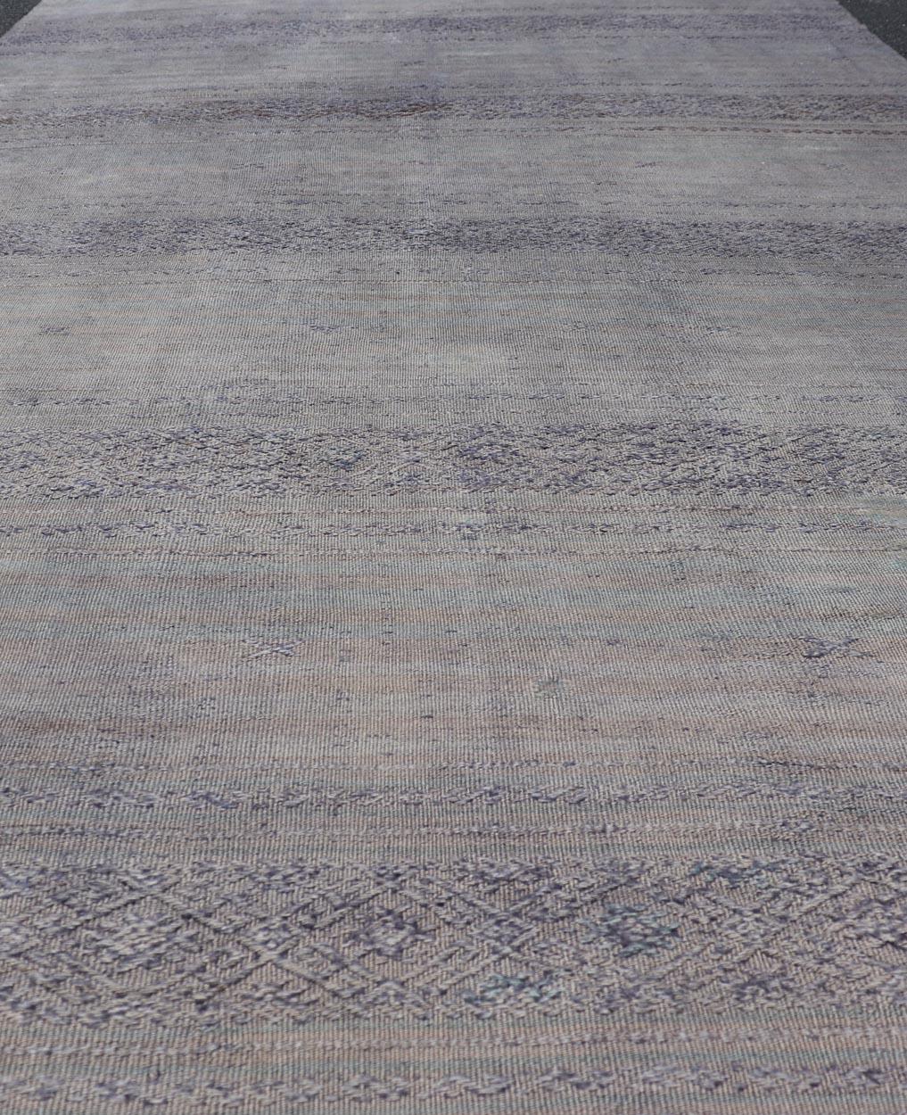 Vintage Turkish Kilim Rug In Muted Pastel Hues and Geometric Patterns 5'2 x 9'2 For Sale 3