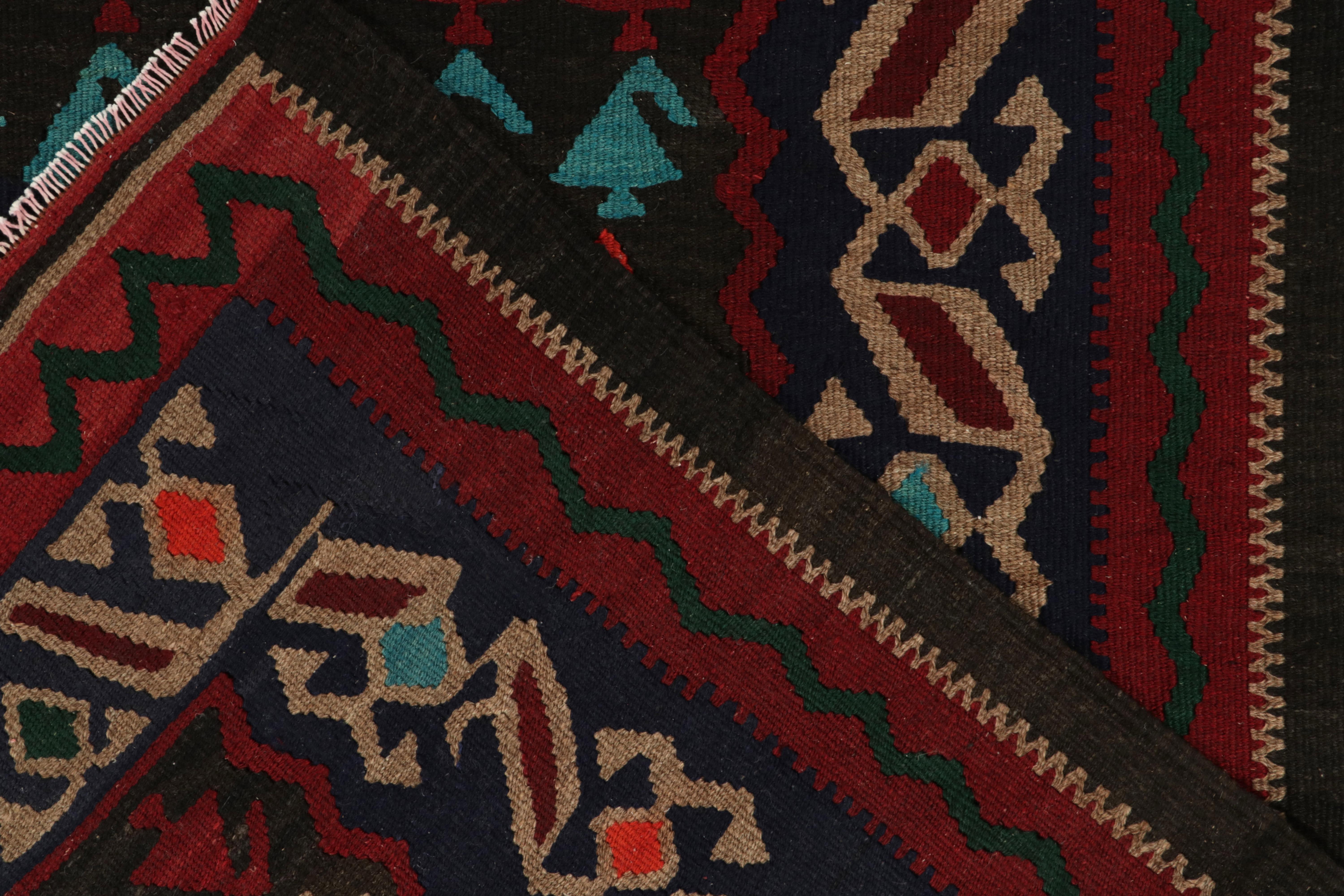 Wool Vintage Turkish Kilim Rug in Red, Beige-Brown & MultiHued Tribal by Rug & Kilim For Sale