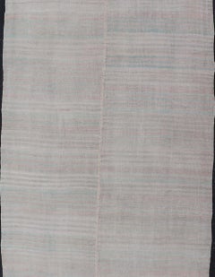 Vintage Turkish Kilim Rug in Soft Ivory, Pale Gray, and Muted Sand