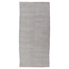 Vintage Turkish Kilim Rug in Soft Ivory, Pale Gray, and Muted Sand