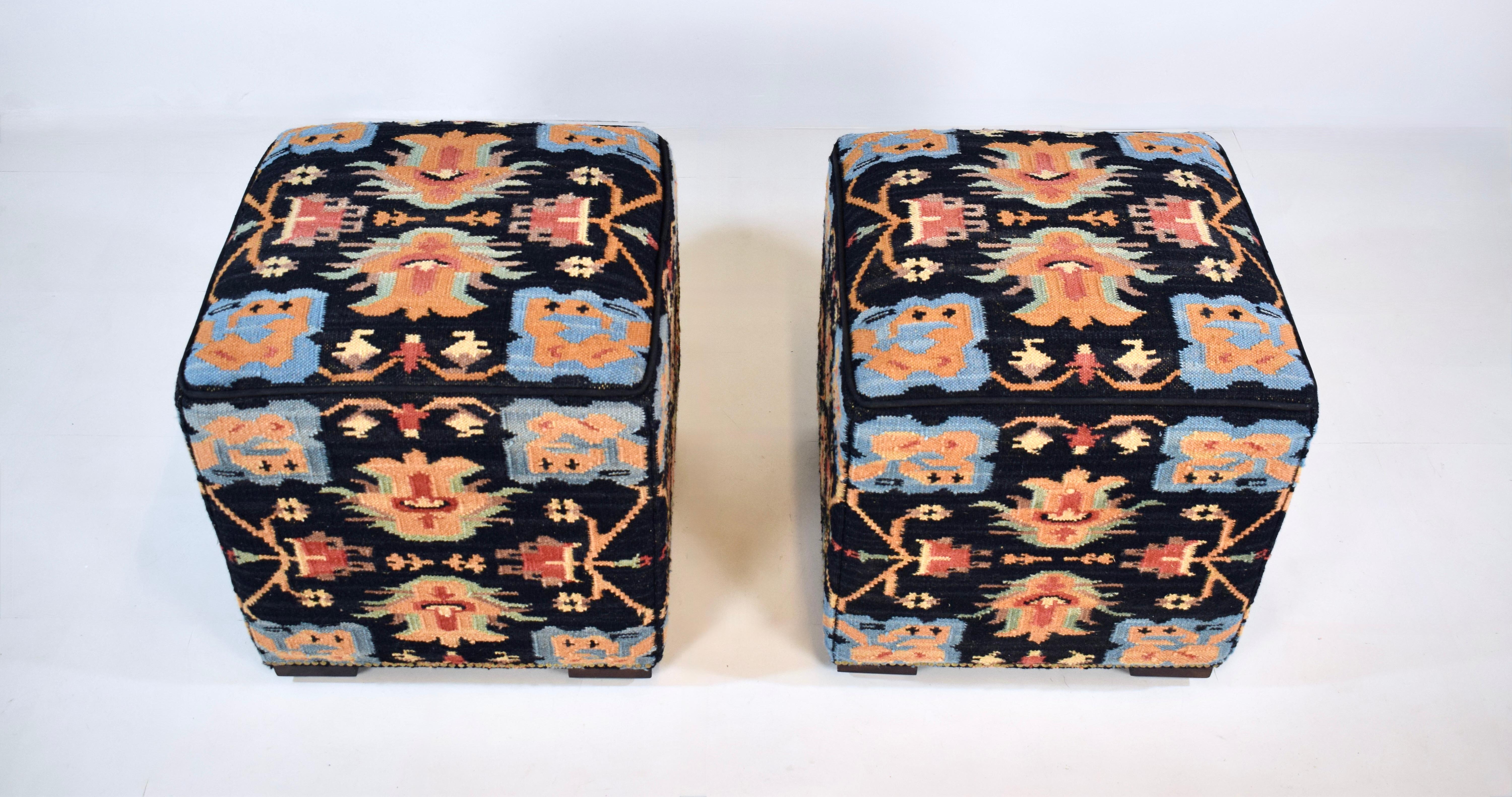 Laiton Vintage Rug & Kilim Ottomans Footstools Hassocks en vente
