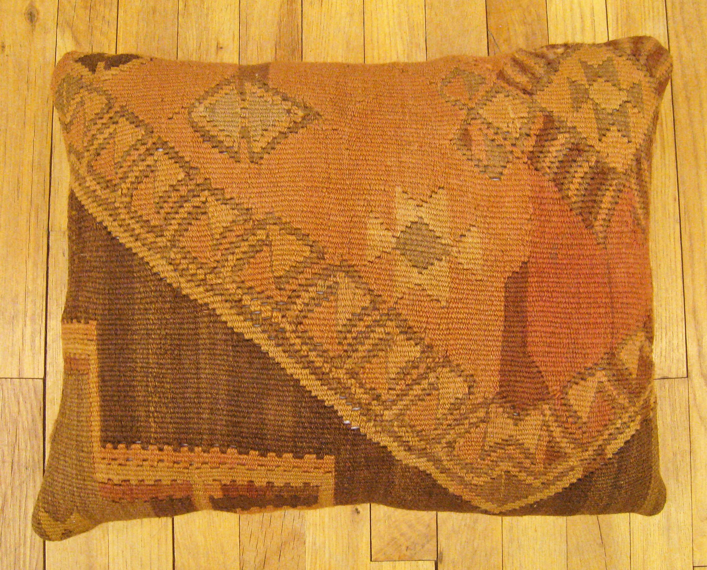 Vintage Turkish Kilim rug pillow, size 23