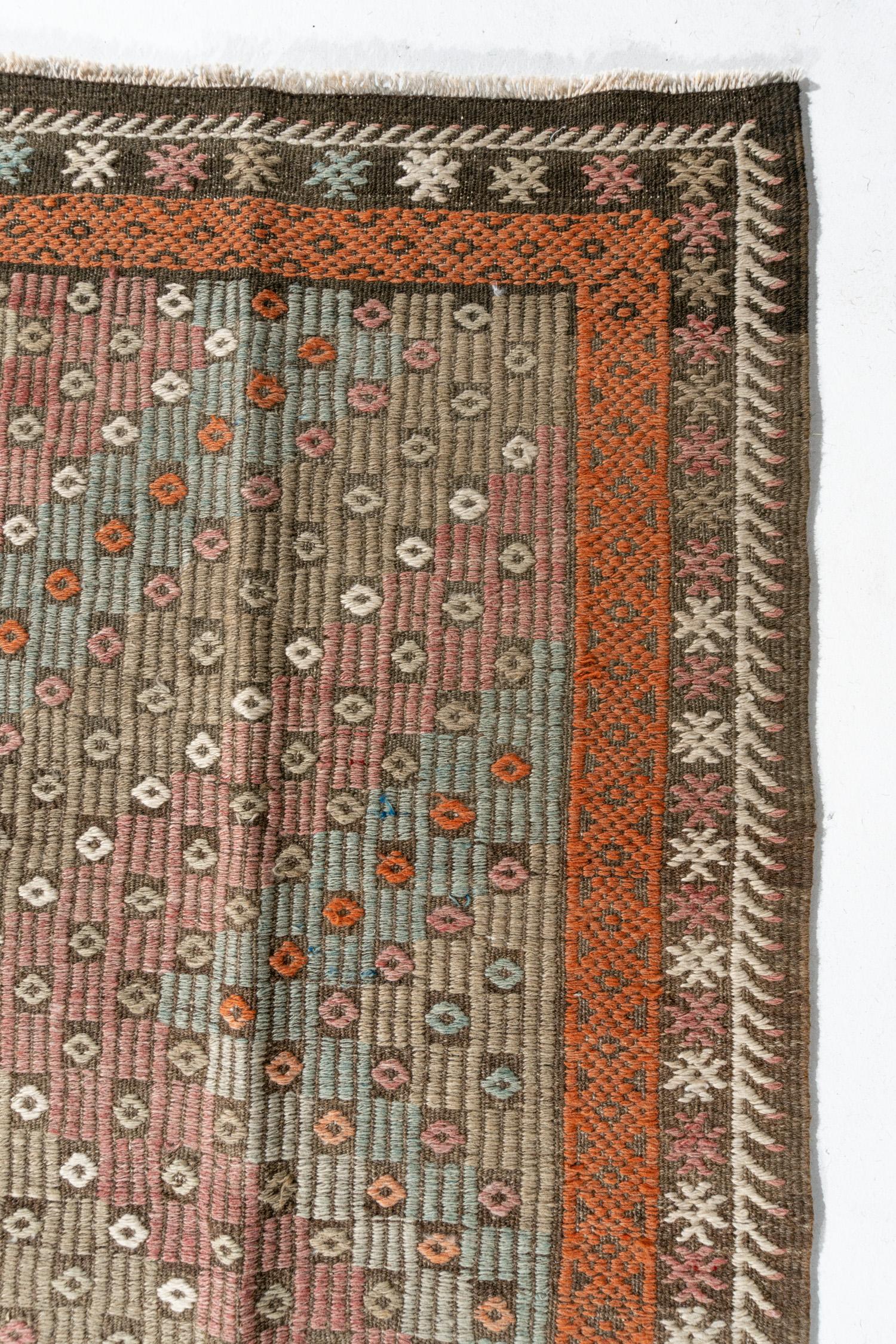 Türkischer Vintage-Kelim-Teppich-Läufer, 6'2 X 12' (Handgewebt) im Angebot