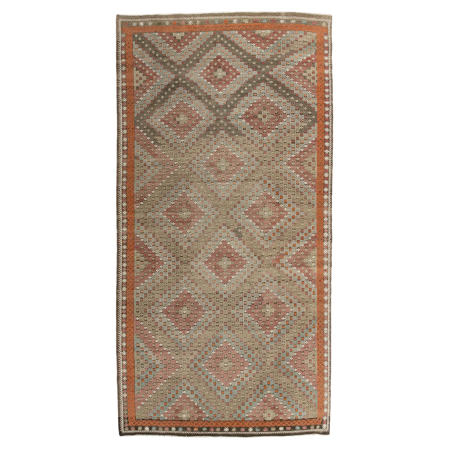 Türkischer Vintage-Kelim-Teppich-Läufer, 6'2 X 12' im Angebot