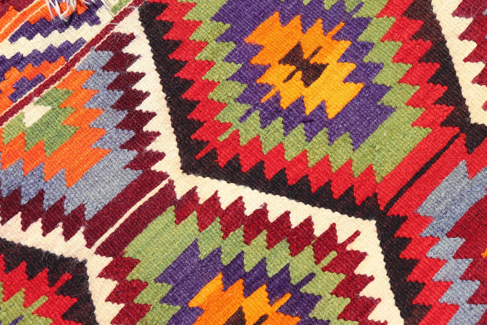 Vintage Turkish Kilim Rug with Bold Geometric Tribal Hexagon Motifs 6'0 x 7'8 For Sale 4