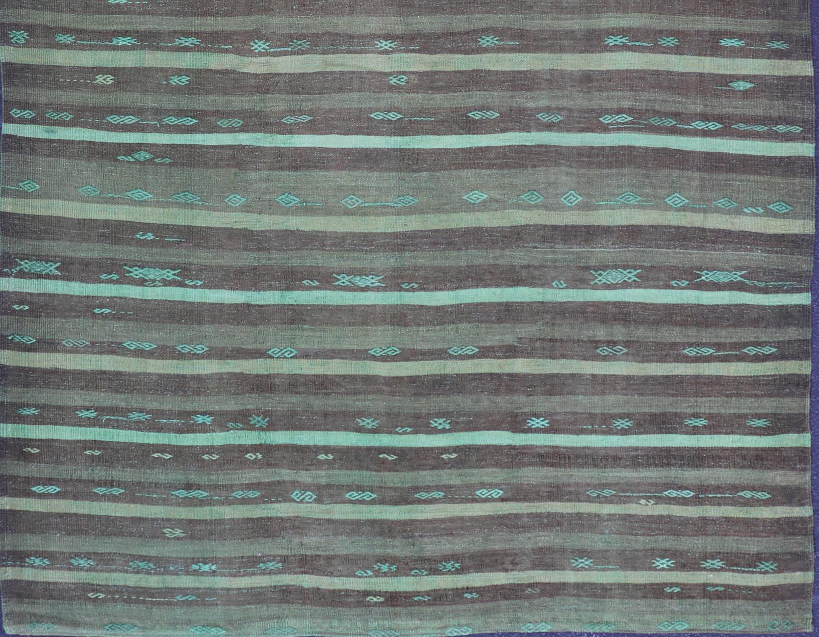 20ième siècle Rug & Kilim turc vintage avec accents Brown et Turquoise en vente