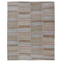 Vintage Rug & Kilim turco con strisce colorate e sottili toni pastello 9'5 "X12'5