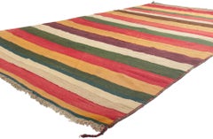 Vintage Turkish Kilim Rug with Colorful Stripes