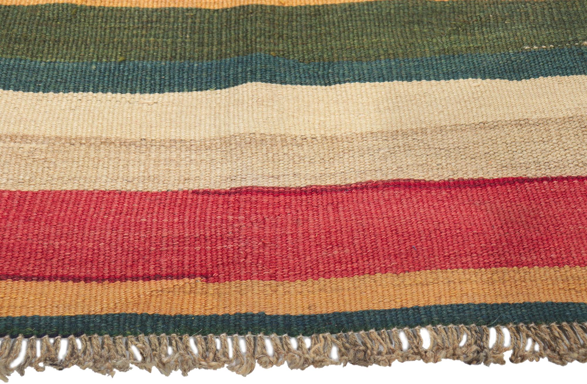 Vintage Turkish Kilim Rug with Colorful Stripes For Sale 1