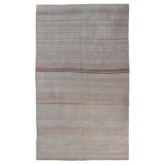 Alfombra Kilim Turca Vintage Con Rayas Pastel Terrosas 5'0 x 8'11