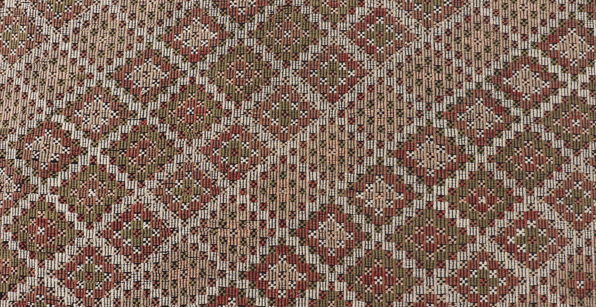 Tapis Kilim turc vintage avec motifs géométriques de diamants 7'6 x 9'0 en vente 6